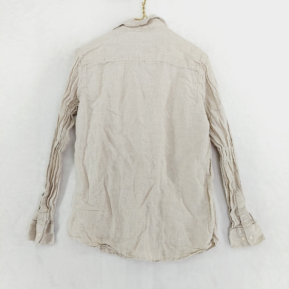 Club Room Linen Luxury Cream Taupe Button Down Long Sleeve Shirt P6289 - Picture 4 of 7